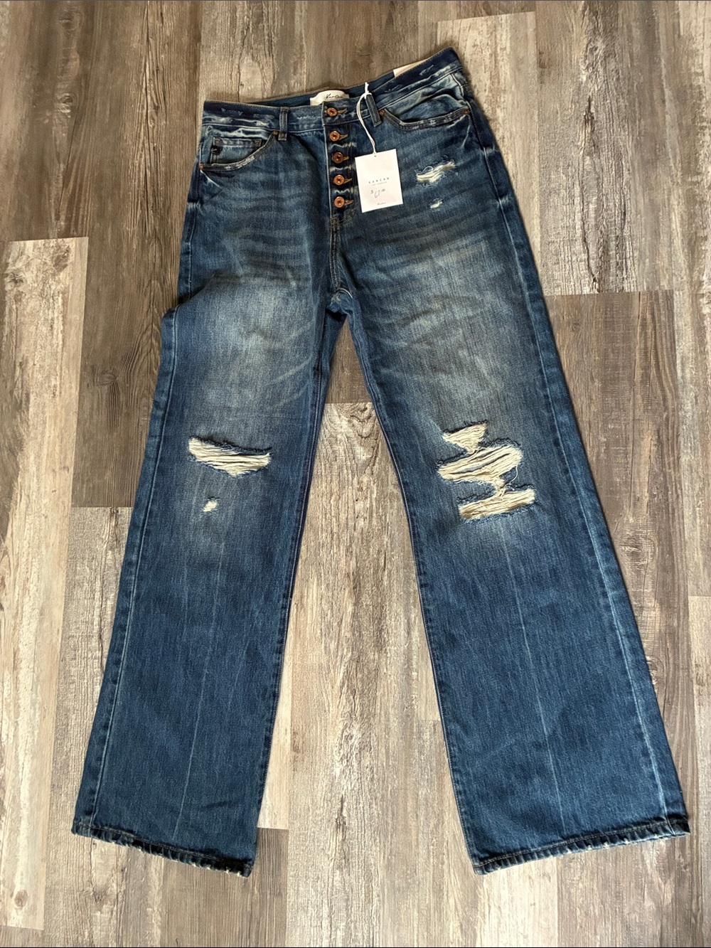KanCan Distressed Straight Leg Blue Jeans